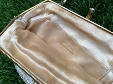 Champagne & White Beaded Handbag Made in France for Neiman Marcus
